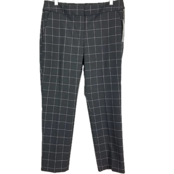 LOFT Julie Fit Black Windowpane Check Trousers | Slim Ankle | Size 6 - Picture 1 of 5
